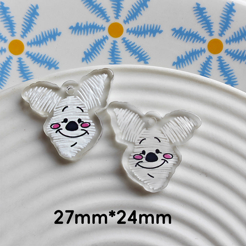 Wholesale 10pcs Double-sided bow three-dimensional relief acrylic jewelry accessories DIY pendant with holes cartoon character cute